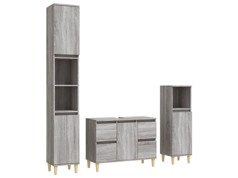  Ensemble de meubles de salle de bain 3 pcs sonoma gris cf63812  - Conforama A