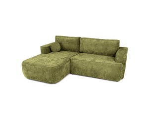 Canapé d'angle moon mini avec fonction couchage, tissu flow, gauche, vert (12)