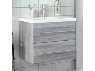 Armoire lavabo de salle de bain avec bassin intégré sonoma gris