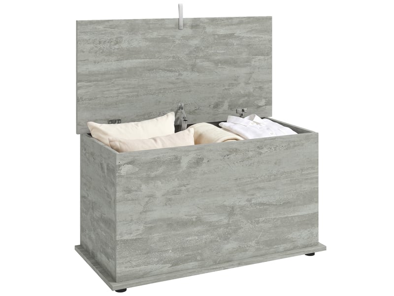  Coffre de rangement avec couvercle rabattable gris 80 x 40 x 45 cm  - Conforama A