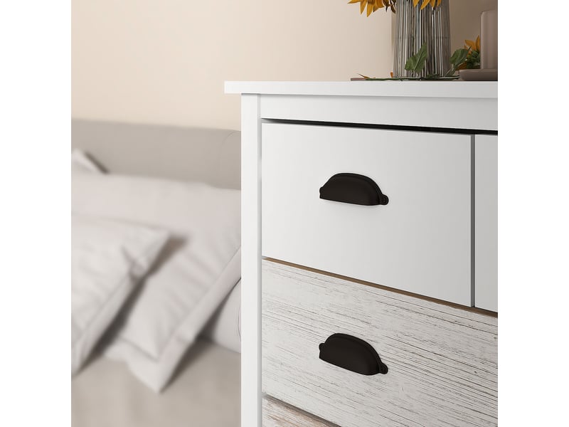 Commode de rangement en mdf avec 5 tiroirs blanc chicfurn  - Conforama D