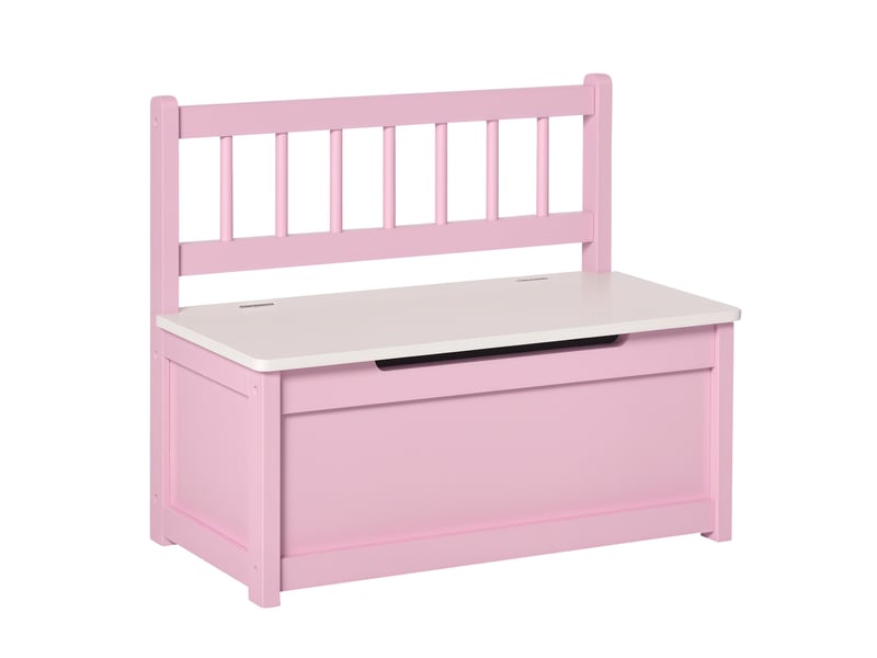 Coffre à jouet enfant banc de rangement enfant couvercle rabattable et charnières de sécurité 60 x 30 x 50 cm rose - Conforama A