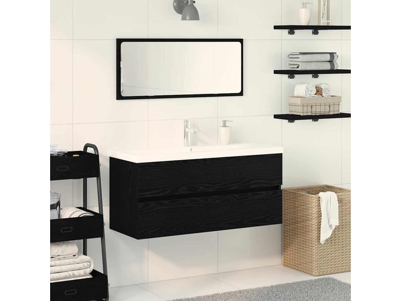  Meuble de lavabo de salle de bain, armoire de bain chêne noir 100 x 39 x 62 cm cf65517  - Conforama B