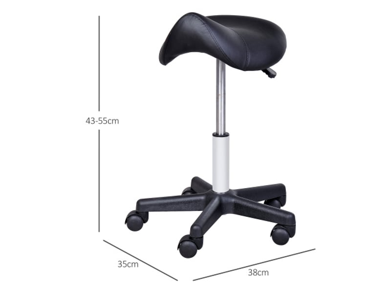 Tabouret de travail pivotant à roulettes, similicuir noir, réglable en hauteur, pour salon et bureau  - Conforama C