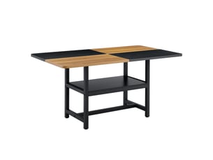 Table à manger rectangulaire 160×90×76 cm, mdf et métal, noir et bois