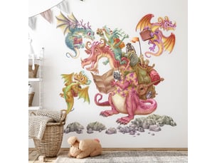 Sticker mural - famille de contes de fées de dragons130x174 cm