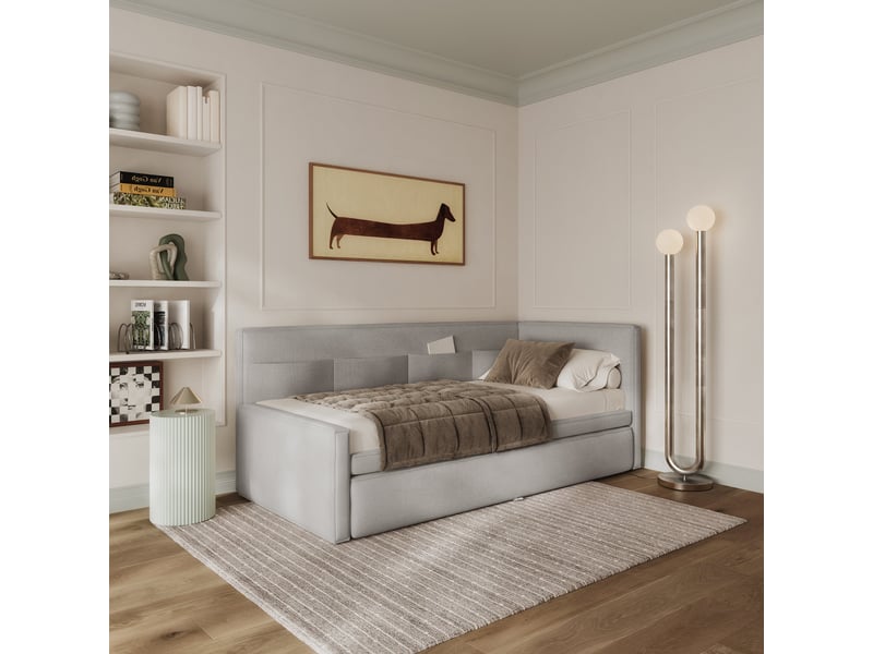 Selsey nesmi - lit rembourré - 90x200 cm - gris clair Nesmi - Conforama B