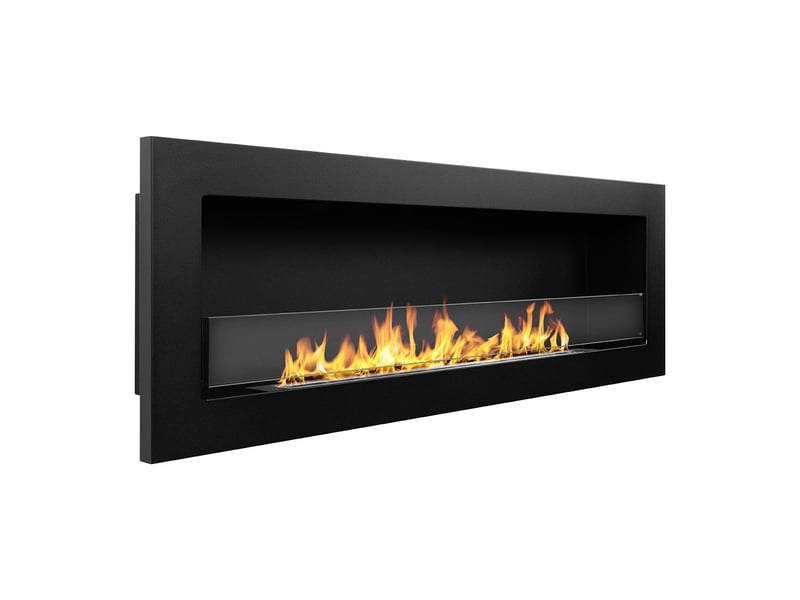  Livorno 120 - cheminée à bioéthanol murale ou encastrable 120 x 40 x 15 cm avec brûleur de 1,25 l en acier noir  - Conforama D
