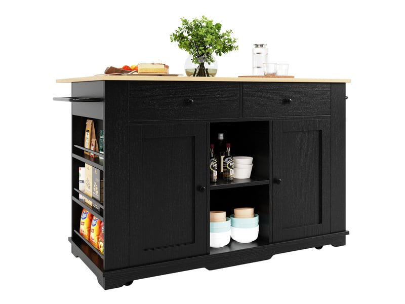 Buffet de cuisine noirbois avec prise - plan de travail multifonction - meuble service - Conforama A