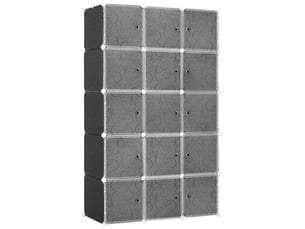 Armoire modulable à cubes 111 x 47 x 183 cm, 2 tringles, plastique noir