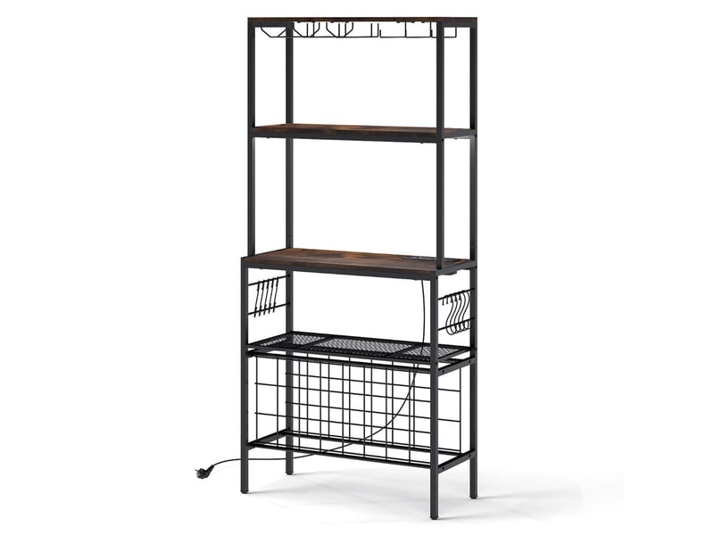  Organisateur de vin lot de 1 75 x 33 x 165 cm avec multiprise intégrée et espace de rangement élégant style industriel en métal bois 20_0012937  - Conforama A