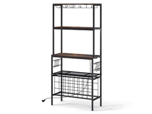 Organisateur de vin lot de 1 75 x 33 x 165 cm avec multiprise intégrée et espace de rangement élégant style industriel en métal bois 20_0012937