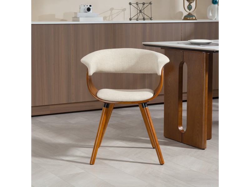  Chaise de salle à manger lanertacourt dossier incurvé effet lin beige  - Conforama D