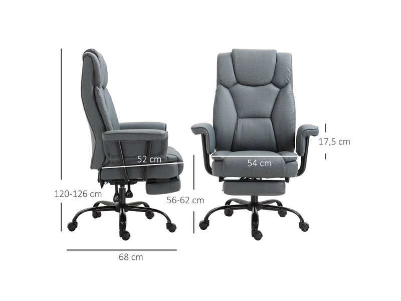  Fauteuil bureau ergonomique 360°, appui-tête, accoudoirs, repose-pieds, similicuir, 68x80x120-126 cm.  - Conforama E