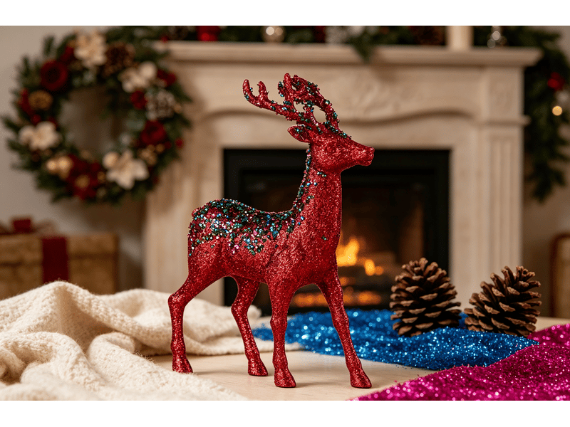  Renne de noël krist+ rouge bleu fuchsia 15 x 45 x 30 cm S3612017 - Conforama D