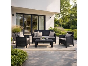 Ensemble de mobilier de jardin 4 places avec table noir