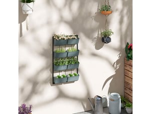 Étagère murale pour plantes 8 pots murale noir et vert foncé homvra