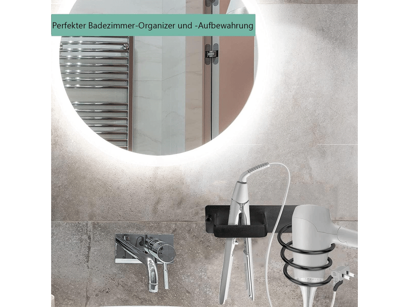 Support mural en aluminium pour sèche-cheveux (noir), avec range-câbles intégré pour ranger sèche-cheveux, lisseurs, brosses à cheveux et autres acce - Conforama D