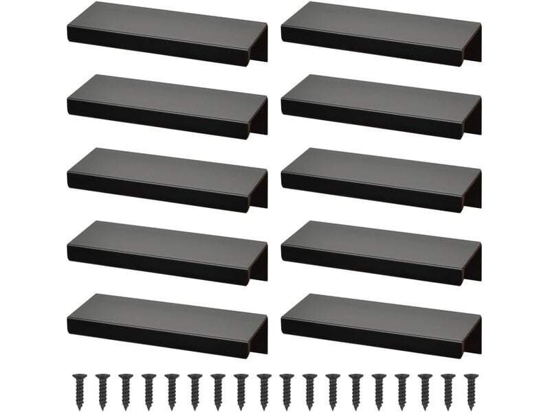  Paquet de 10 poignées cachées en aluminium noir 80 mm, tirettes pour cabinets de cuisine, chambre et salle de bain  - Conforama A