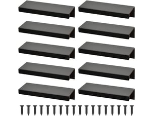 Paquet de 10 poignées cachées en aluminium noir 80 mm, tirettes pour cabinets de cuisine, chambre et salle de bain