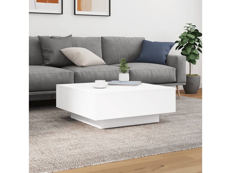  Table basse | table d'appoint salon blanc 80x80x31 cm bois d'ingénierie  - Conforama C