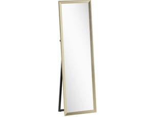 Miroir pleine longueur 160 x 50 cm doré, verre trempé, fixation murale ou pose libre, style chic précieux