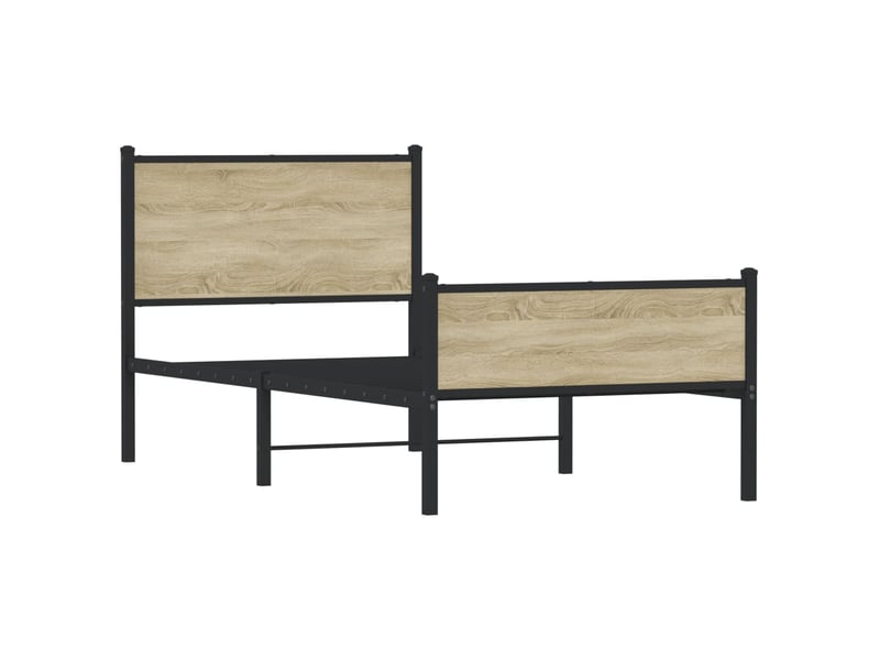  Lit simple- lit adulte -  cadre de lit en métal sans matelas chêne sonoma 100x200 cm  - Conforama B