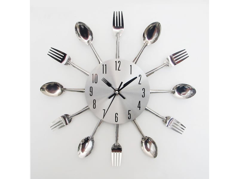  Horloge murale « couverts de cuisine » – horloge murale en métal – mouvement à quartz – horloge créative – 310 mm  - Conforama E