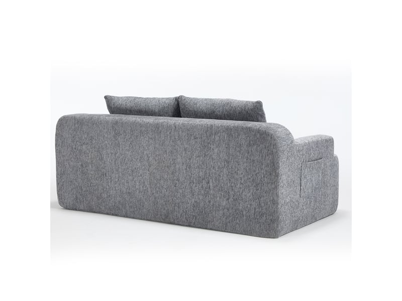  Canapé 2 places gris, canapé convertible en tissu côtelé, assise profonde et moelleuse avec coussins, salon et chambre d’amis  - Conforama D
