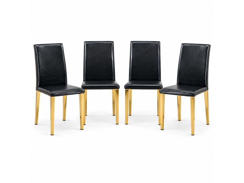  Lot de 4 chaises de salle à manger,41x47x90 cm,similicuir et métal doré,noir  - Conforama A