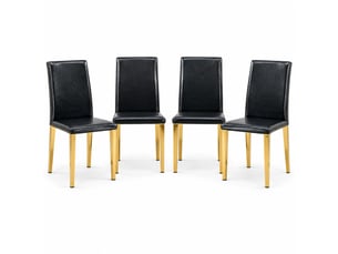 Lot de 4 chaises de salle à manger,41x47x90 cm,similicuir et métal doré,noir