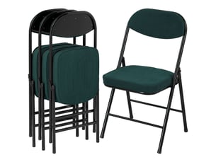 Lot de 4 chaises pliantes acier velours côtelé turquoise foncé