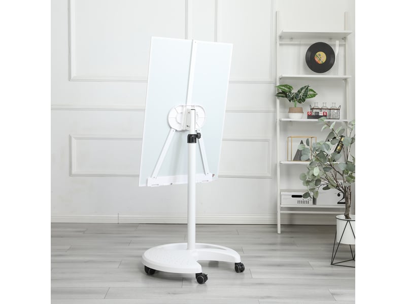  Tableau blanc magnétique en verre trempé réglable en hauteur 90 × 60 cm avec accessoires  - Conforama E