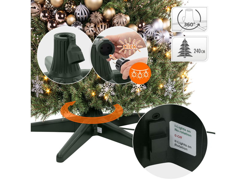 Ecd germany support de sapin de noël électrique rotatif 360°, pied réglable et stable, base tournante pour arbre artificiel jusqu'à 2,4 m et 35 kg, socle avec 3 adaptateurs, décoration intérieure ECD Germany GmbH - Conforama D