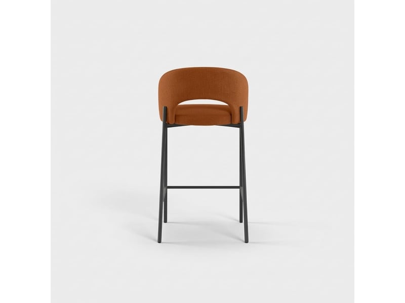 Lot de 2 tabourets de cuisine en tissu et métal avec repose-pieds nia - orange  - Conforama E