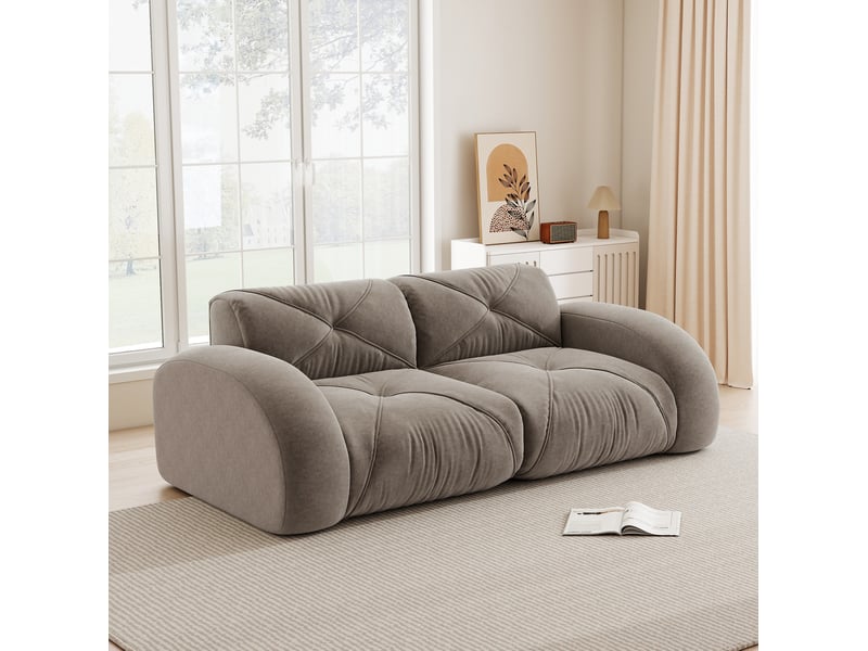  Canapé 2 places modulaire sans structure interne en chenille taupe  - Conforama D