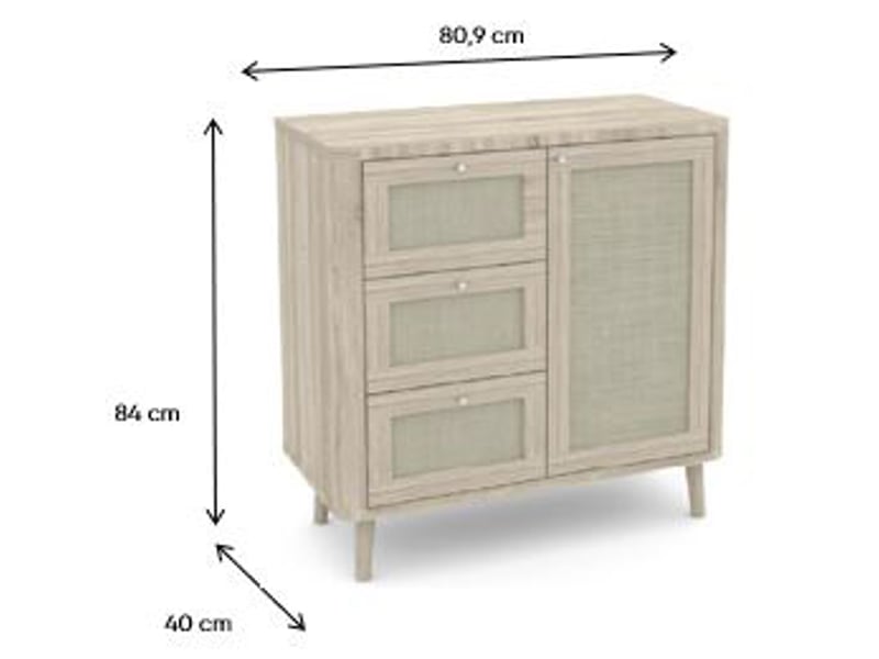 Buffet 1 porte MALAYA coloris bois clair - Conforama H