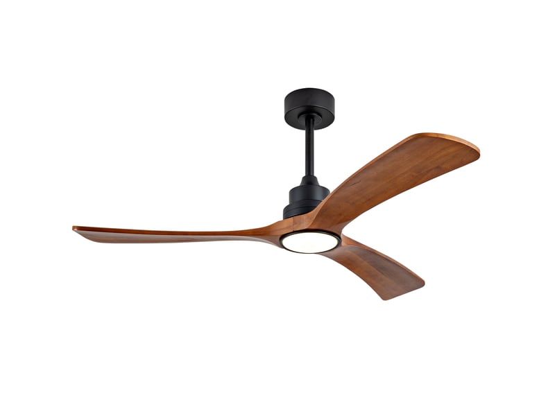 Ventilateur de plafond 52 pouces avec lumière, 3 pales en bois foncé, moteur dc silencieux et télécommande