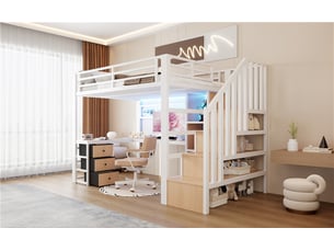 Lit mezzanine 90x200 cm   Morn Vibe coloris blanc