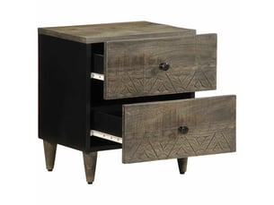 Lot de 2 tables chevet - cabinet de chevet - table de nuit gris clair 40x33x46 cm bois manguier solide