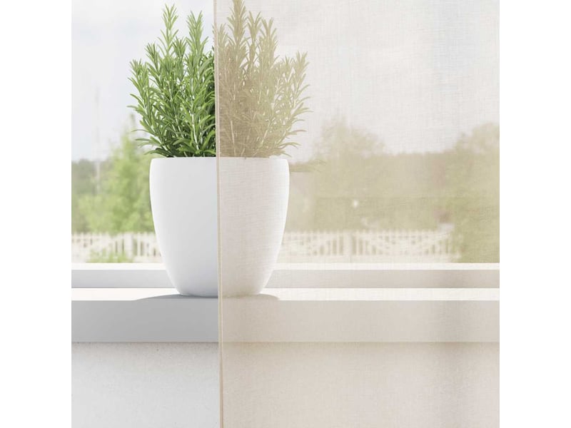Lot de 2 rideaux en voile, voilages avec passants crème cf44442 - Conforama C