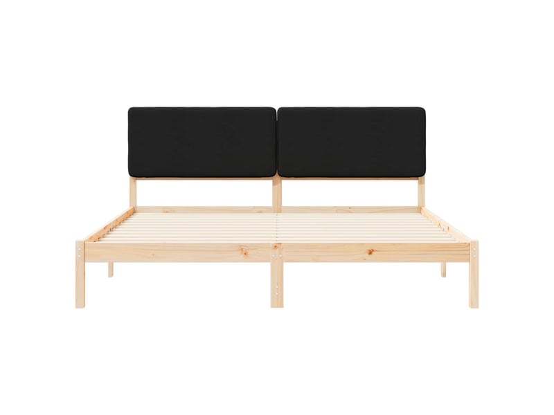  Lit double- lit adulte -  cadre de lit avec tête de lit rembourrée noir 200 x 200 cm  - Conforama D