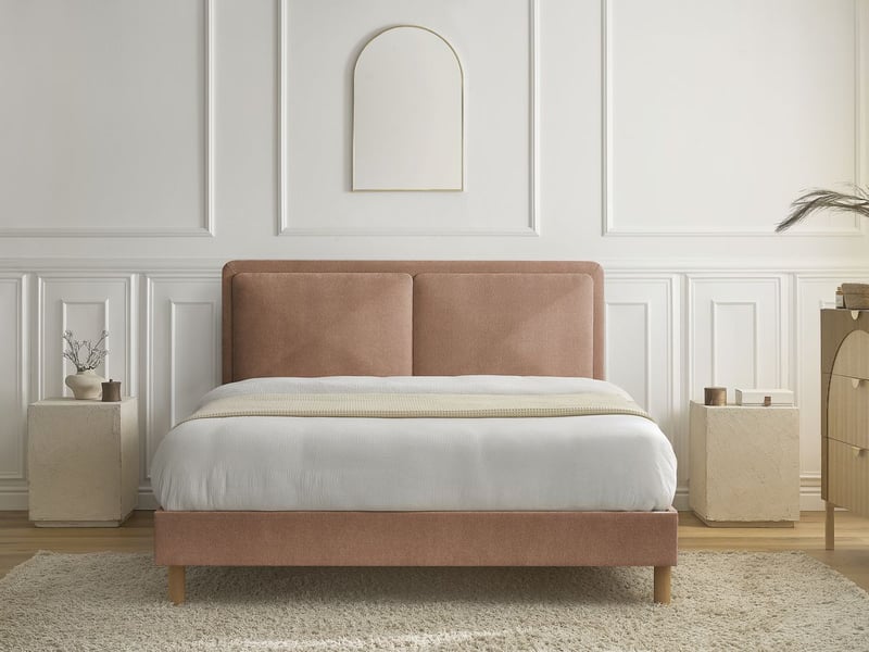  Bobochic lit mara tissu texturé avec lattes massives rose 160x200 MARA - Conforama D