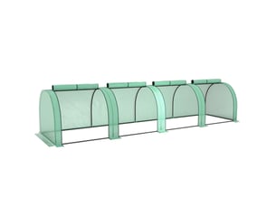 Serre tunnel de jardin 395 x 100 x 80 cm – verte – 4 fenêtres zippées, cadre en acier et film pe