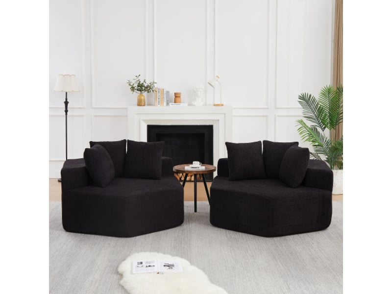  Fauteuil hexagonal individuel moderne, design modulable et polyvalent – canapé velours chenille assorti  - Conforama B