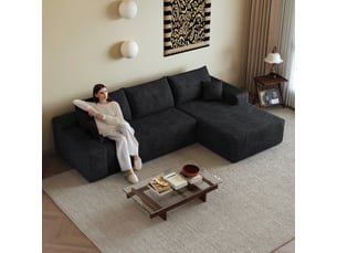 Canapé d'angle, canapé modulable, design moderne, 270 cm, pour salon, chambre, appartement, noir, livré monté, assise profonde