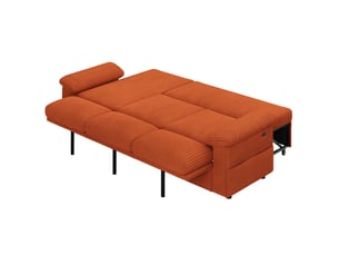 Canapé d'angle réversible convertible <strong>MODENVIE</strong> <strong></strong> 3 places Velours côtelé orange avec coffre de rangement