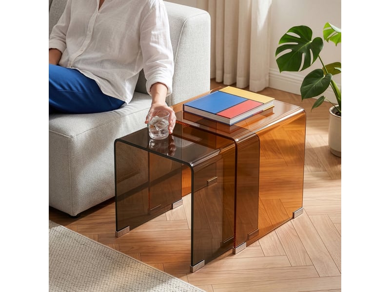 Ensemble de 2 tables gigognes kariengem marron [en.casa]  - Conforama C