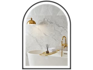Miroir salle de bain avec éclairage 50 x 70 cm, miroir led arqué, anti-buée, 3 couleurs lumière, dimmable, mémoire, noir