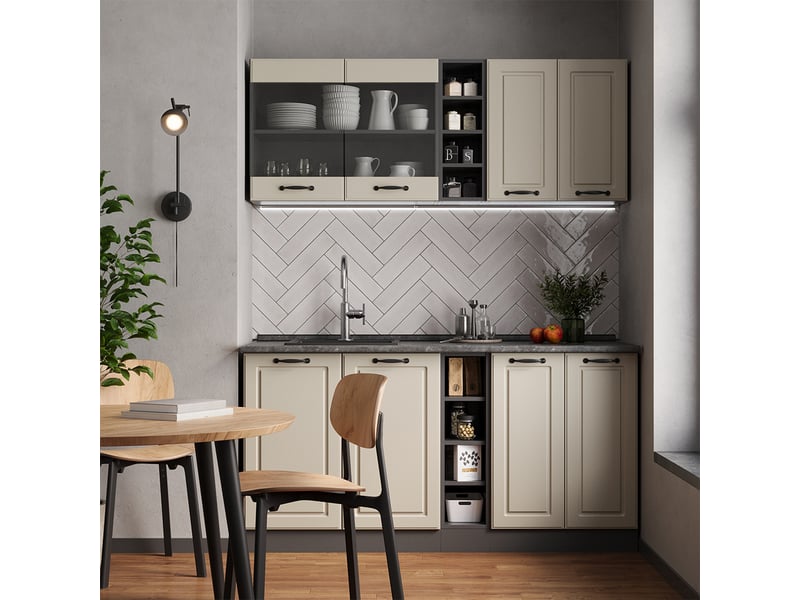  Vicco cuisine, sable campagneanthracite, 160cm sans plan de travail  - Conforama C